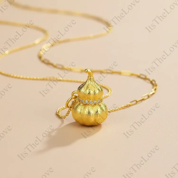 坠链均925银锆石 通体纯银！手工拉丝葫芦点钻日常百搭复古国潮