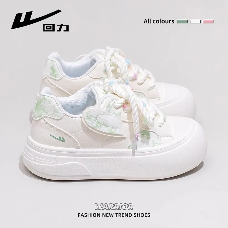 回力抹茶绿小白鞋女2025夏季新款厚底网面透气板鞋原创小众运动鞋