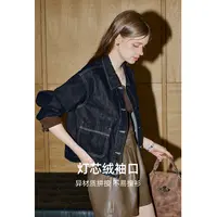 库恩玛维复古丹宁深蓝色牛仔短外套女2025年早秋新款港风显瘦上衣