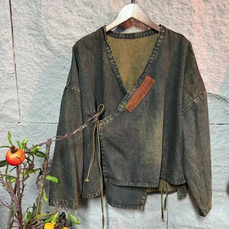 炒色牛仔贴布汉服（衣长62胸围140）