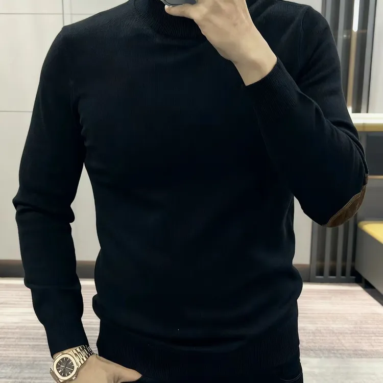 2025欧货轻奢高品质秋冬款长袖针织毛衣印花男士休闲圆领打底衫