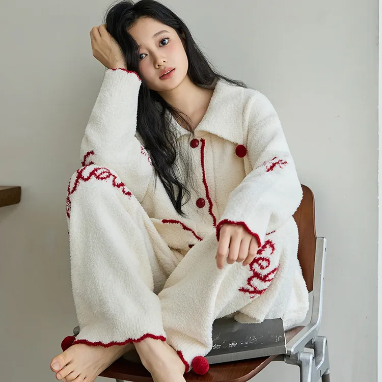 半边绒月子服秋冬产后哺乳家居服怀孕大码保暖孕妇睡衣套装JA594