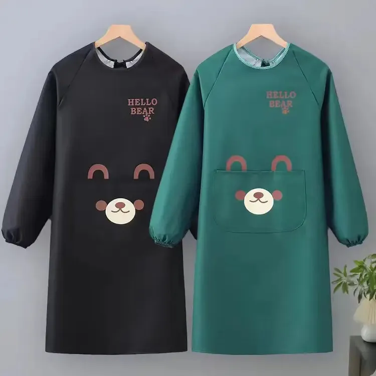 男女防水厨房做饭围裙家用防油工作上班餐饮专用饭店画画长袖罩衣