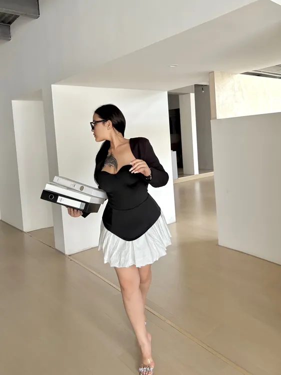 BBWootd微胖纯欲辣妹抹胸小礼服连衣短裙