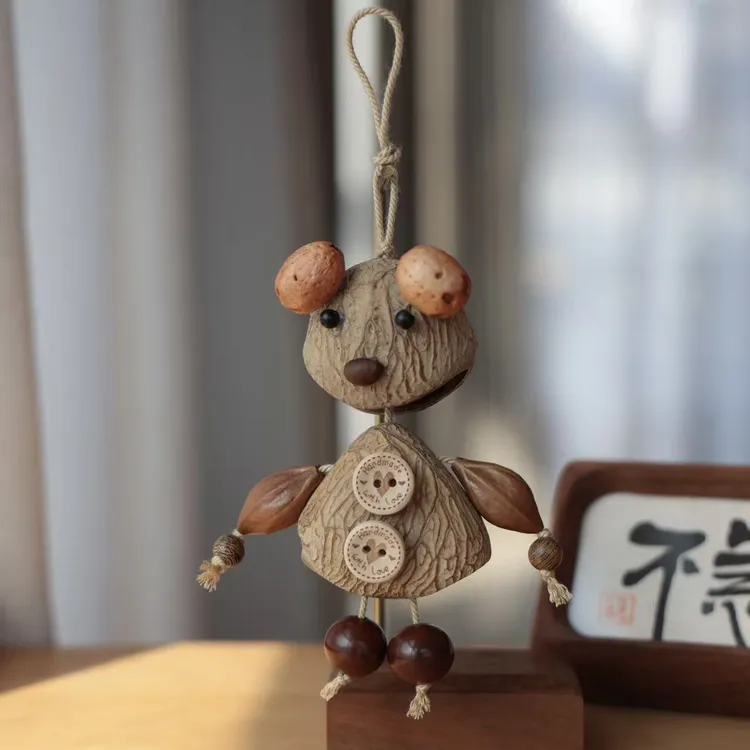 印尼黑果壳小狗挂件搭配酸枣核橄榄核铁核太阳籽diy配件饰品