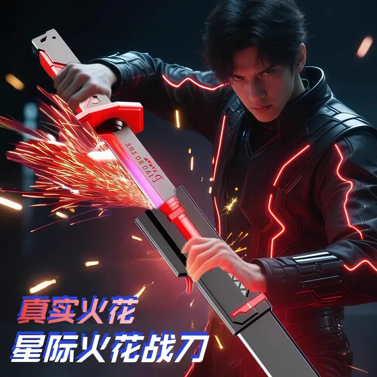 漂泊者喷雾火花光剑发夜光玩具儿童男孩星际战刃武士宝刀生日礼物