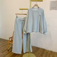 腊肠狗C4920加绒刺绣小狗圆领卫衣松紧腰阔腿裤套装