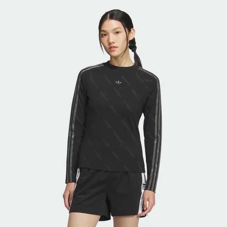 adidas Originals阿迪三叶草女子跑者美学针织无领长袖T恤KS6109
