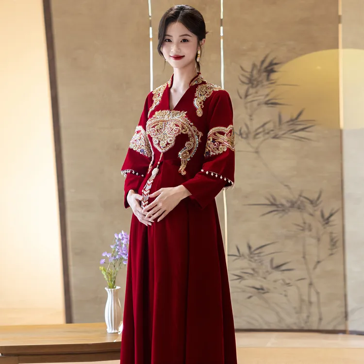红色孕妇敬酒服2025新款订婚结婚礼服新娘中式大码遮肚秀禾高级女