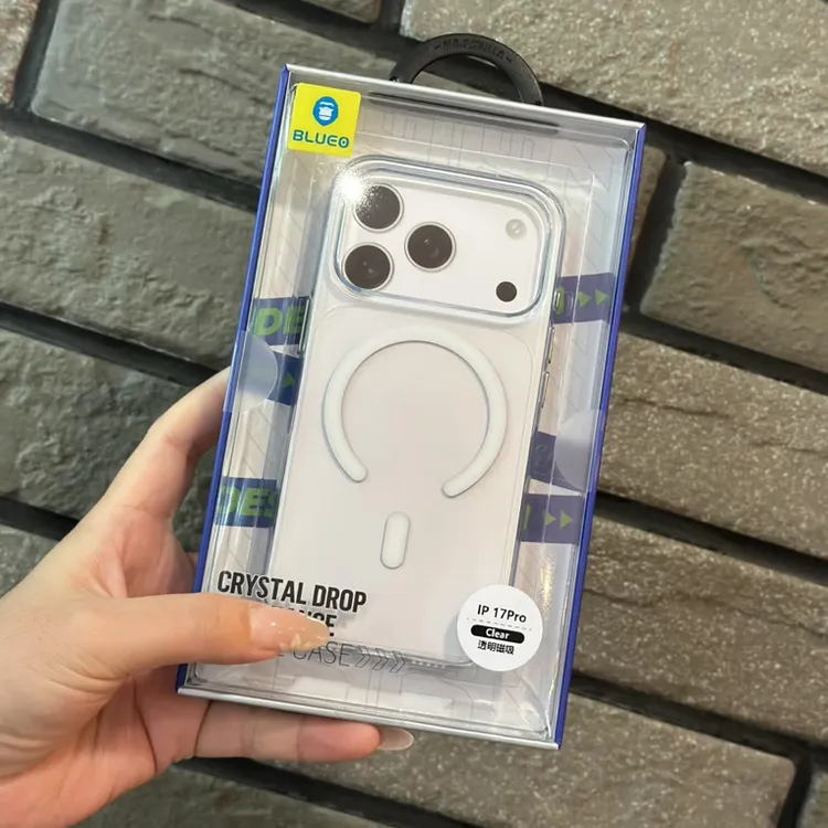 苹果17promax蓝猩透明磁吸防摔保护壳16透明磁吸手机壳华为三星