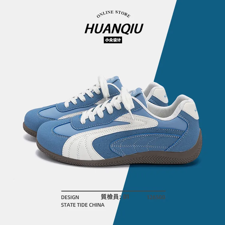 环球秋季蓝色时尚潮流运动休闲鞋透气低帮小众男士薄底复古德训鞋