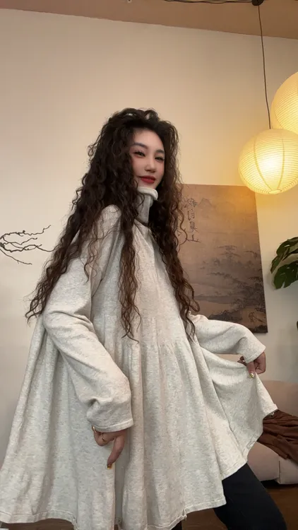 museguhui/木色古汇1843#纯色大摆型时尚极简风INS中长款打底衫