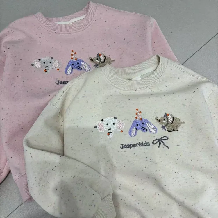 卫衣女童套头儿童长袖打底印花圆领卡通保暖秋冬
