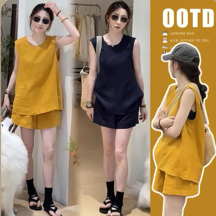 轻熟风休闲风时尚套装短裤时尚阔腿韩版小香风嘻哈风小个子无袖