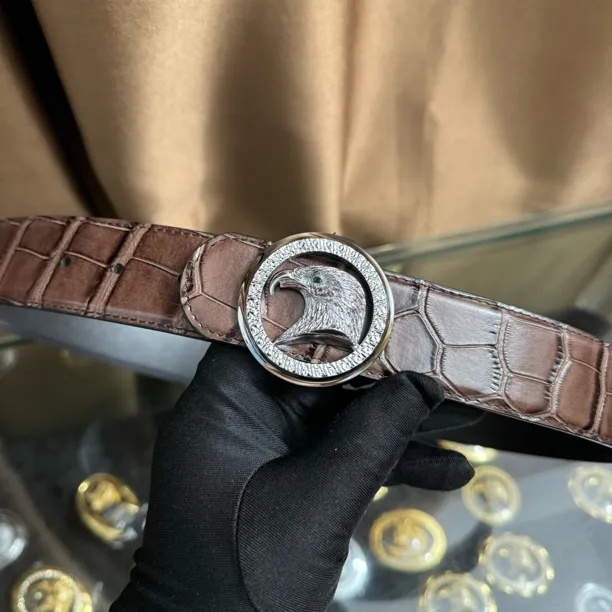 史蒂芬新款百搭男士皮带高档休闲老鹰头牛皮腰带青中老年时尚商务