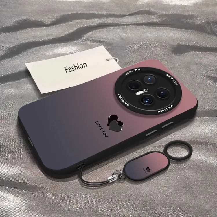 适用华为mate80pro手机壳新款mate70简约高级感60简约渐变爱心