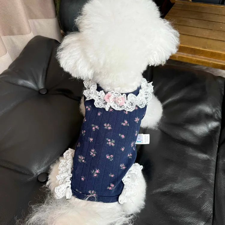 狗狗衣服春秋季新款包护肚衣小型犬泰迪比熊碎花背心秋冬打底衣服