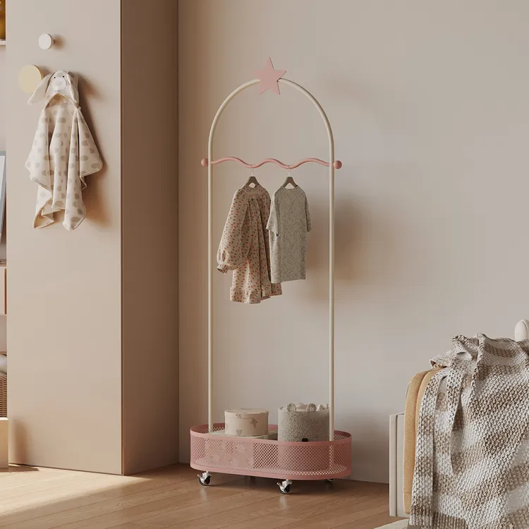 可移动衣帽架落地式卧室家用儿童挂衣架入户门高颜值次净衣置物架