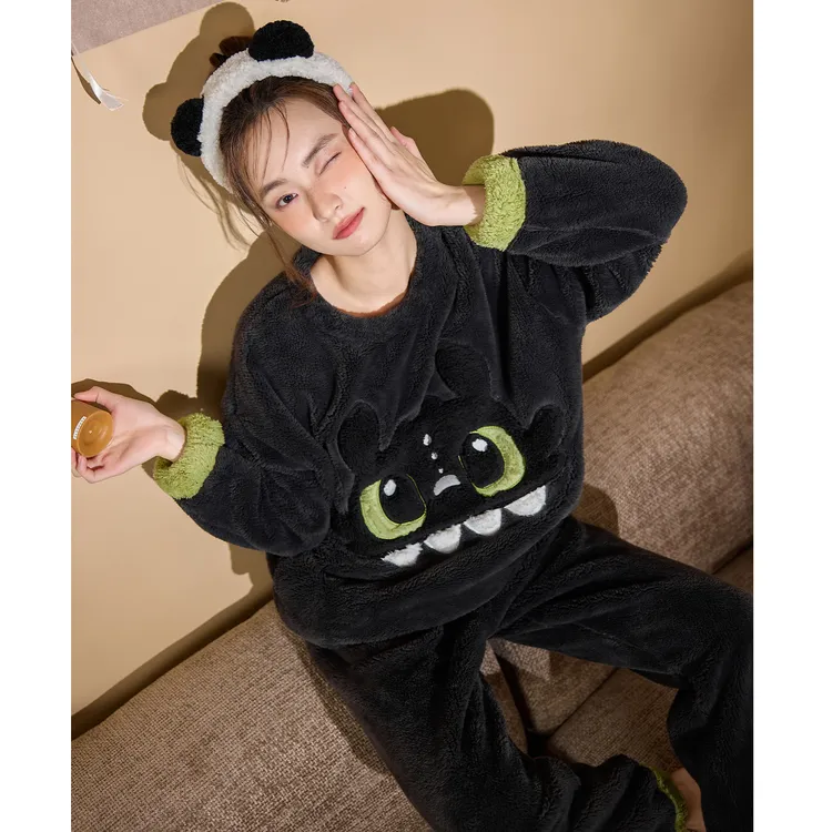 珊瑚绒秋冬季睡衣女款爆款2025新款甜美法兰绒加绒加厚家居服套装