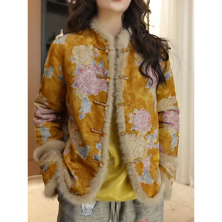 国风盘扣复古加厚棉服外套2025冬季新款中式时尚洋气百搭保暖棉衣