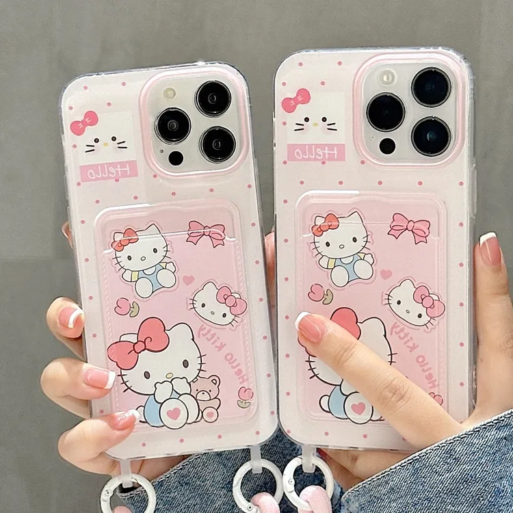 可爱卡通KT猫适用苹果16promax手机壳潮酷15pro挂绳14/13潮女款