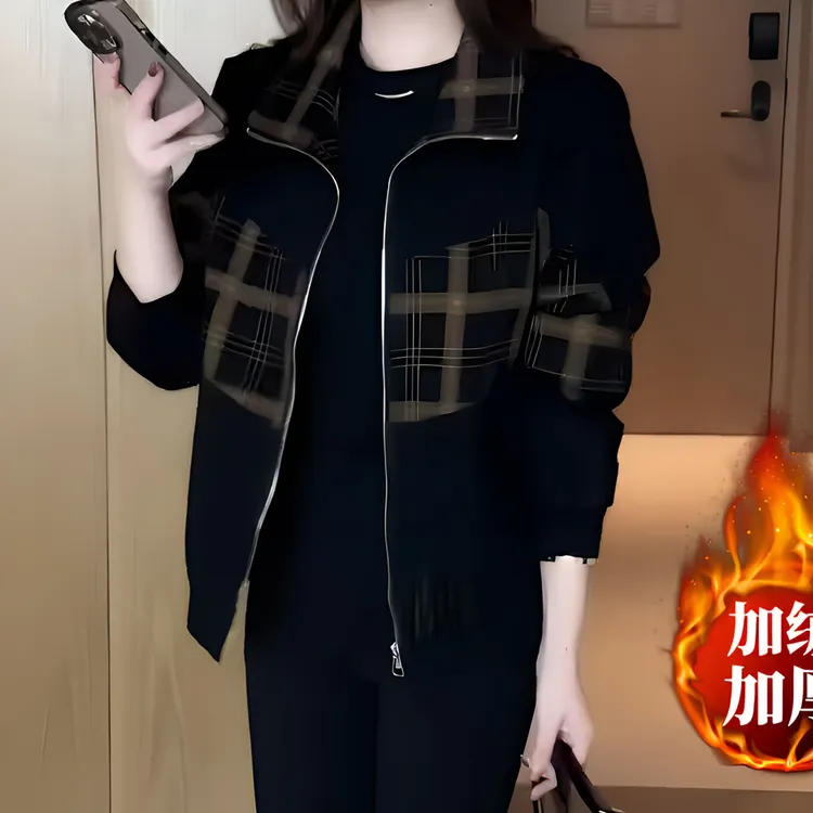 秋冬款加绒加厚女装保暖衣2025新款时尚拉链开衫中老年妈妈装外套