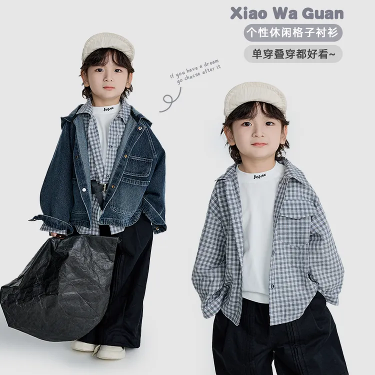 【现货】韩系洋气百搭经典格子衬衫外套（秋款）XWG-25038