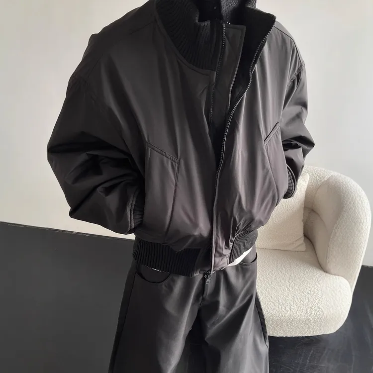 美式2025廓形飞行员夹克男生秋冬加厚vibe风短款百搭棉服外套简约