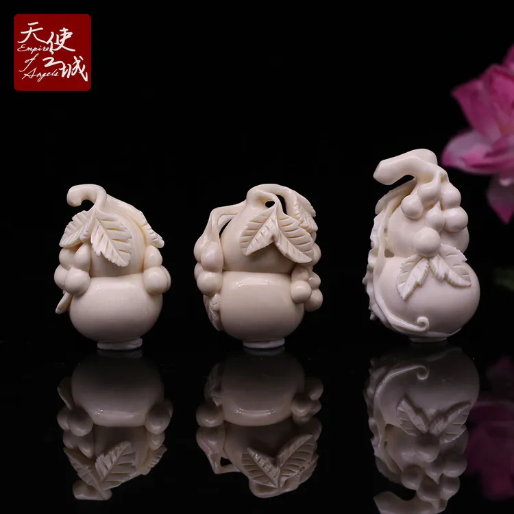 天然猛犸象牙葫芦吊坠冰料精工雕刻福禄万代节日礼品