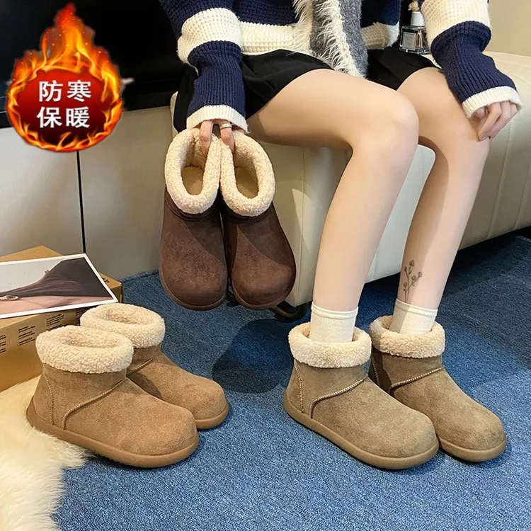爆款小土豆雪地靴女2025冬新款加绒棉鞋厚底丑萌保暖防水毛毛短靴