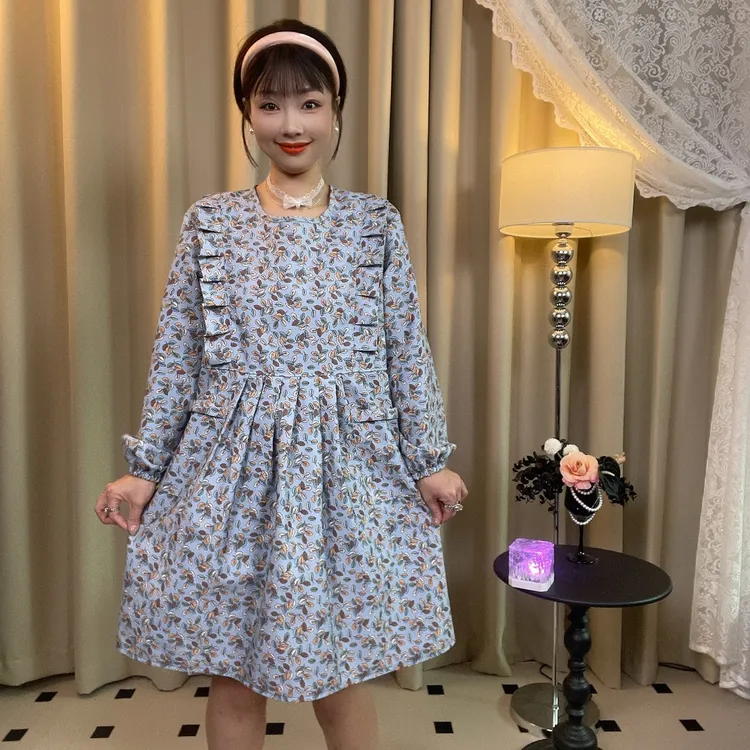 韩版时尚竹节棉长袖罩衣成人女款围裙防污透气加厚耐磨家用做饭