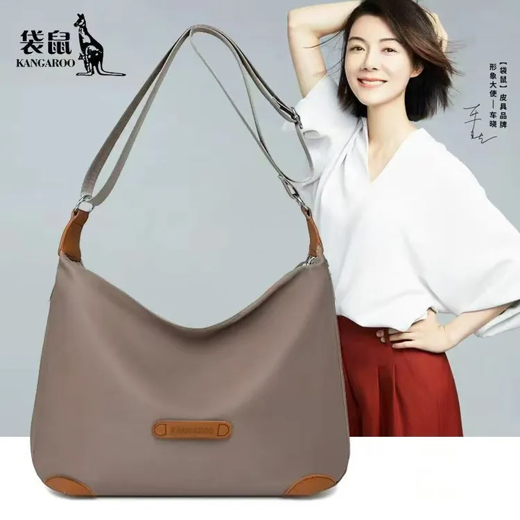 【袋鼠正品】2025新款大容量包包女轻便高端单肩布包休闲通勤斜挎包