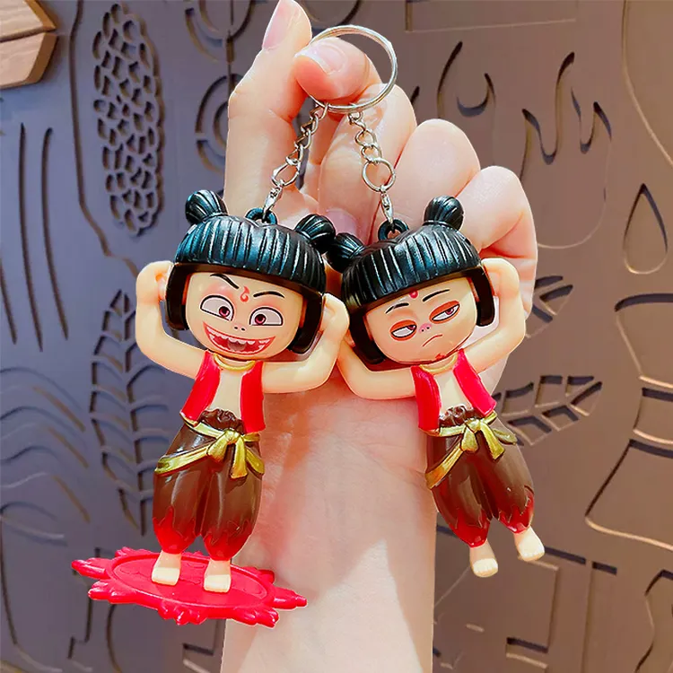 新款卡通哪吒变脸亚克力公仔钥匙扣男女书包挂件钥匙链小礼品