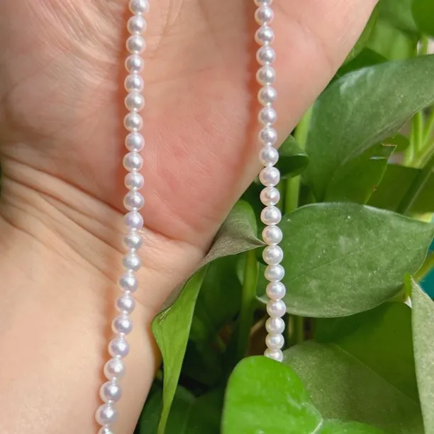淡水珍珠ak 极光炫彩小米珠珍珠 项链4-4.5mm气质仙女时尚