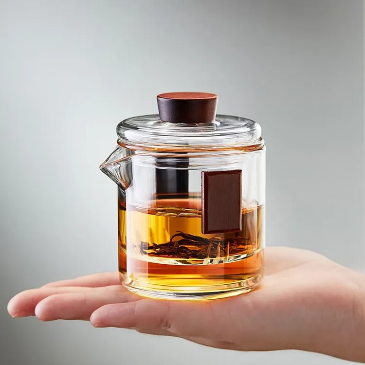 美斯尼手抓壶高硼硅材质快客杯耐高温茶壶便携式旅行伴侣茶水分离