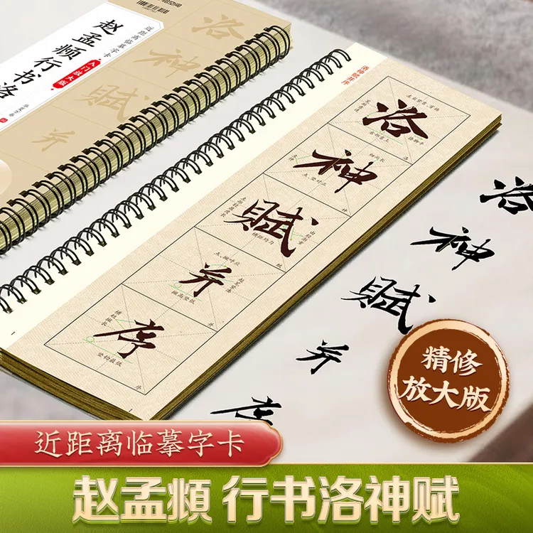 赵孟頫行书洛神赋近距离临摹字卡入门放大版精修米字格原贴碑帖高