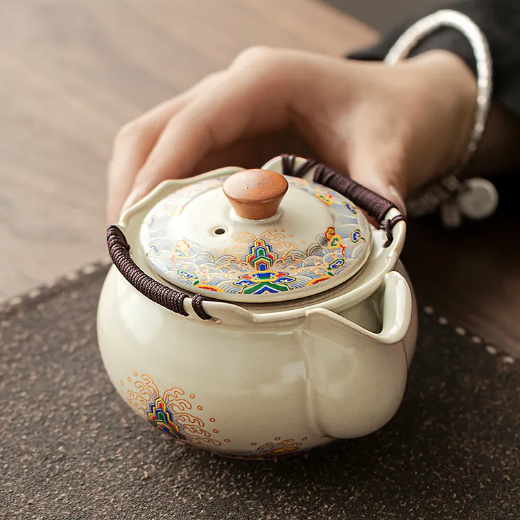 煌山汝窑手抓壶泡茶盖碗茶杯单个家用高档防烫茶碗一人饮功夫茶具