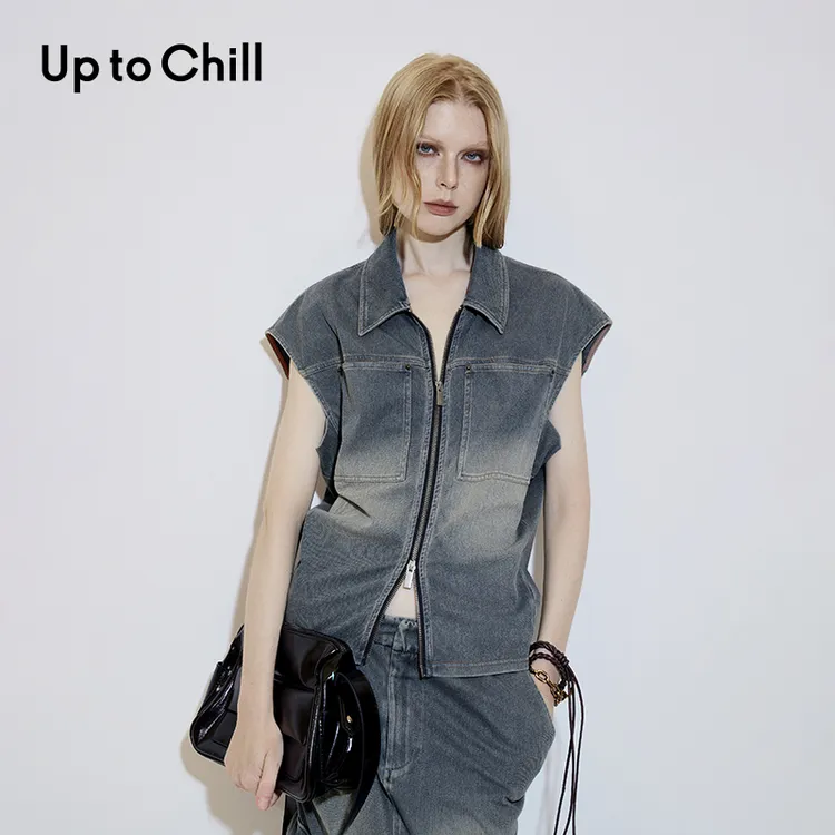 Up to Chill 蓝色牛仔马夹女 CWWS1C218