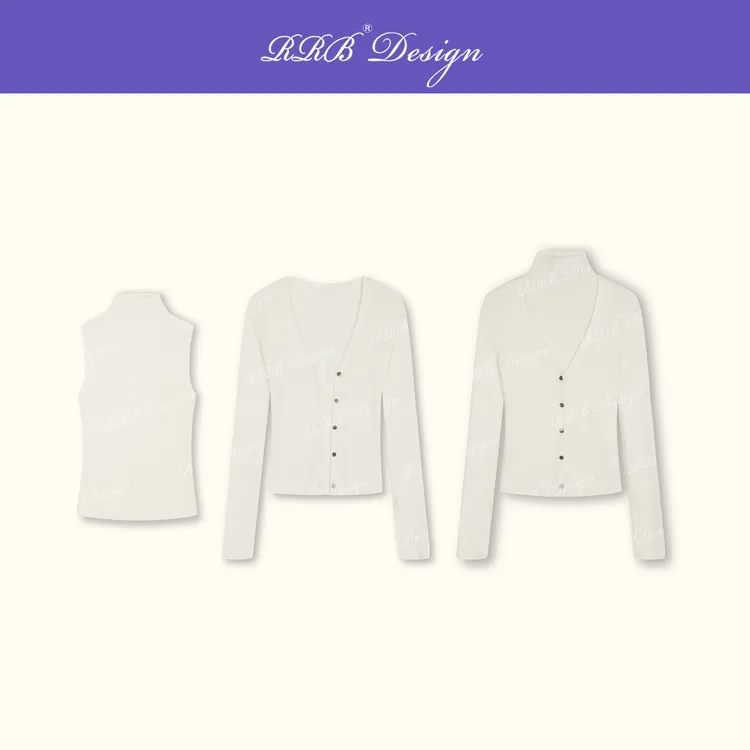 RRB Design「智暖两件套」精纺羊毛混纺48支16针高弹舒适开衫两件套