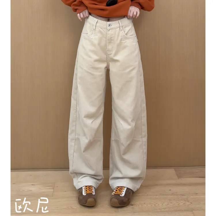 欧尼私服 2025秋季新款立体裁剪老钱风灯芯绒休闲裤2509C6016