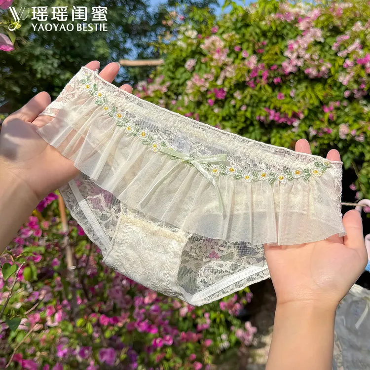 瑶瑶闺蜜日系甜美纯欲风性感蕾丝中低腰女士棉裆透气三角内裤头