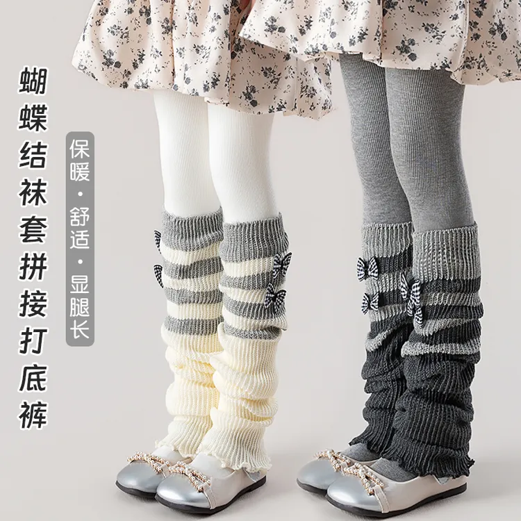 女童连裤袜加绒加厚秋冬季堆堆袜套儿童打底裤冬款宝宝外穿长裤子