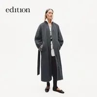 edition2025冬季新款浴袍式长款羊驼毛绵羊毛呢大衣EBE4OVCT02