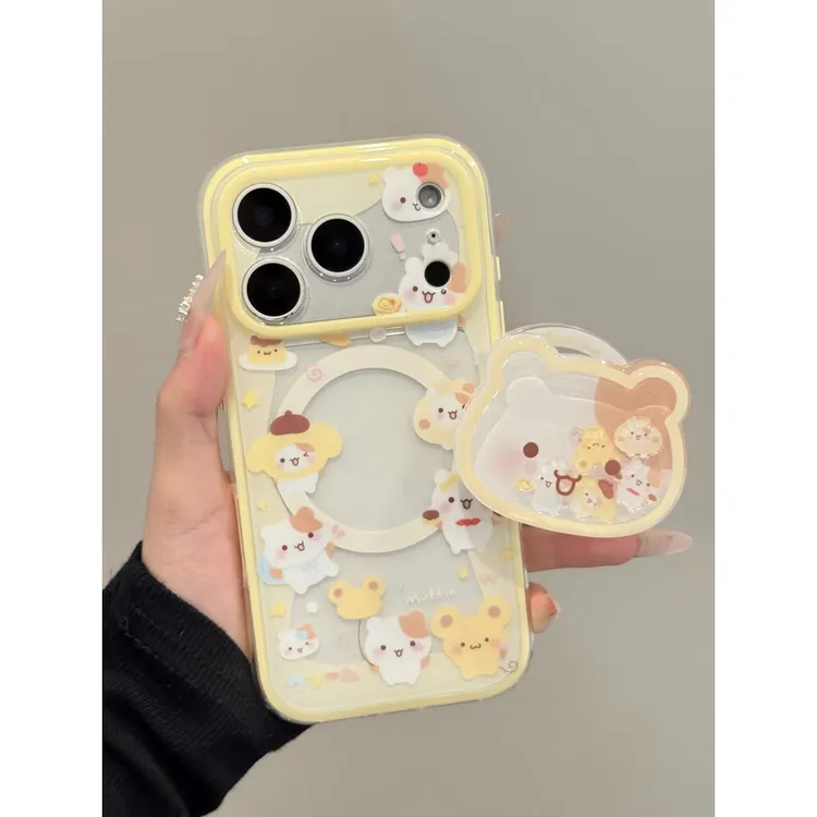 二合一棉花糖猫咪磁吸手机壳适用iPhone17promax/16防摔摇摇乐