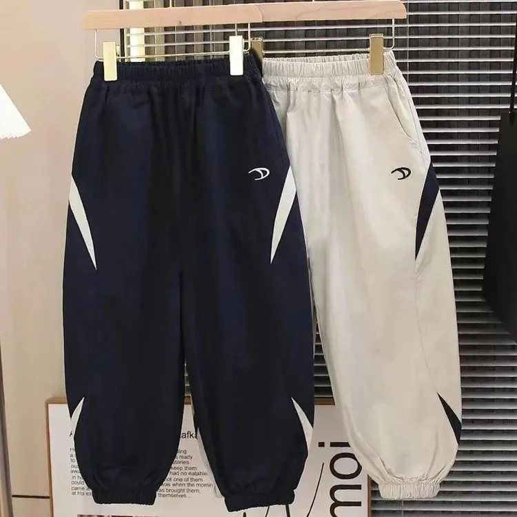 【纯棉】儿童拼色男女童长裤2025夏季新款韩版时尚百搭中大童裤子潮