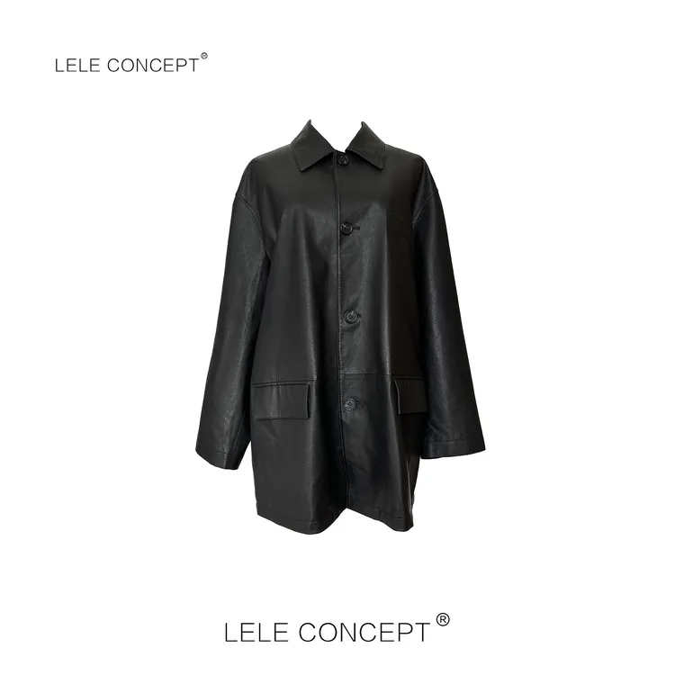 LELE CONCEPT丨「丽」都市轻奢高级感半身极简款皮衣FP25C0052W
