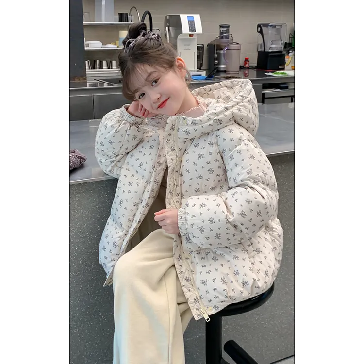 女童棉服冬装外套2025新款洋气儿童羽绒棉衣冬季女孩碎花棉袄7790