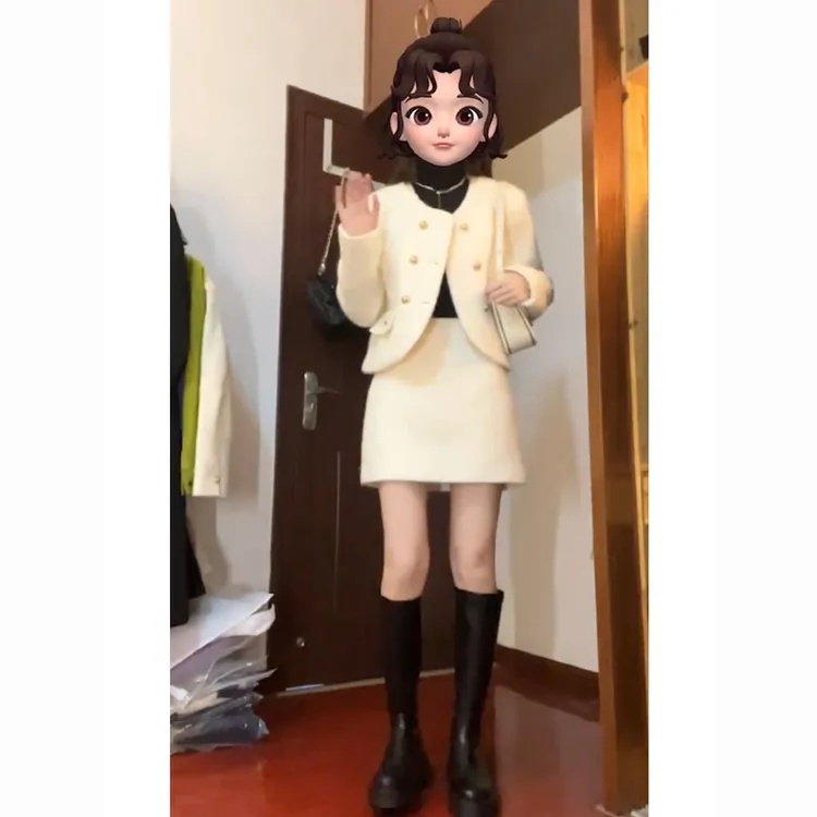 秋冬搭配一整套时尚女装高级感小香风直筒裙两件套装2025新款