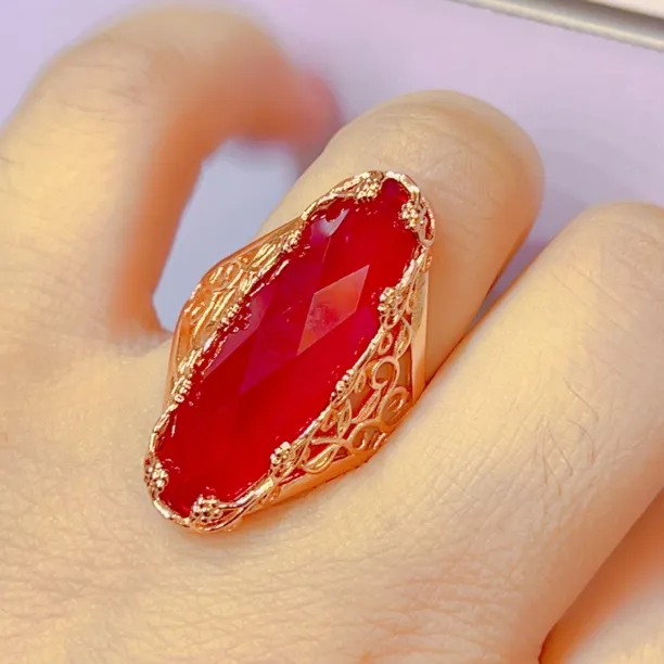 铜合金亚克力戒指 活口民族风欧美金色锁/钥匙个性气质精致指环