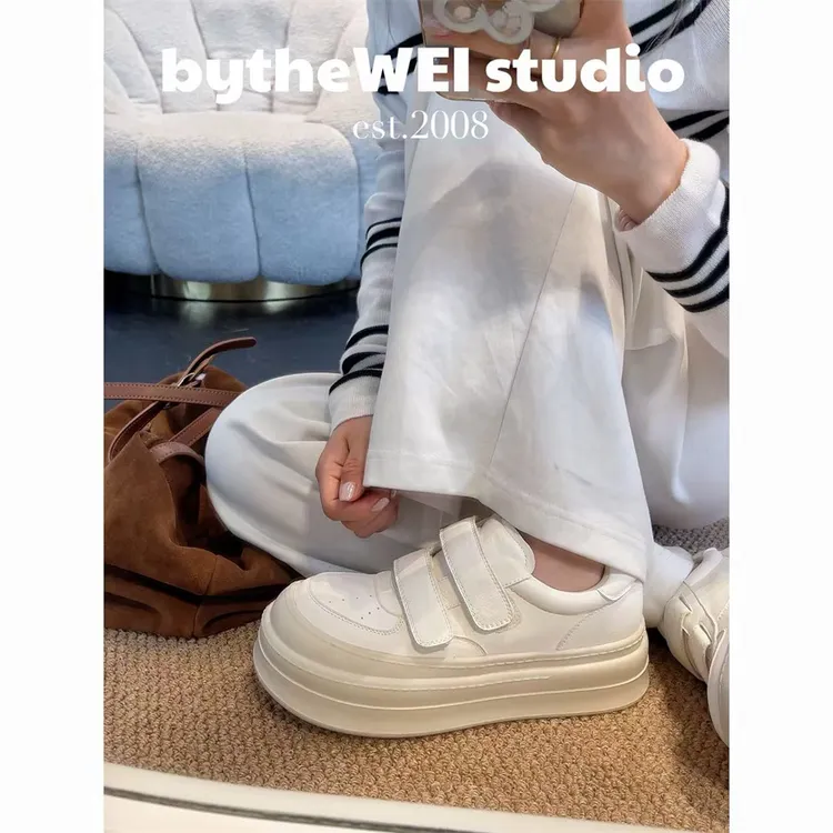 bytheWEI【诗诗大白】欧货欧洲站头层牛皮小白鞋魔术贴休闲运动鞋女